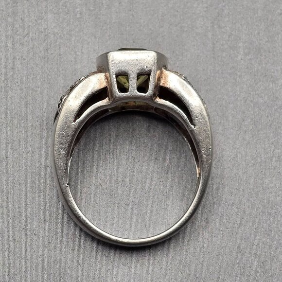 VTG Sterling Silver Citrine & Marcasite Cathedral Ring Size 6.5 Signed “A” 6.67g - Picture 5 of 13